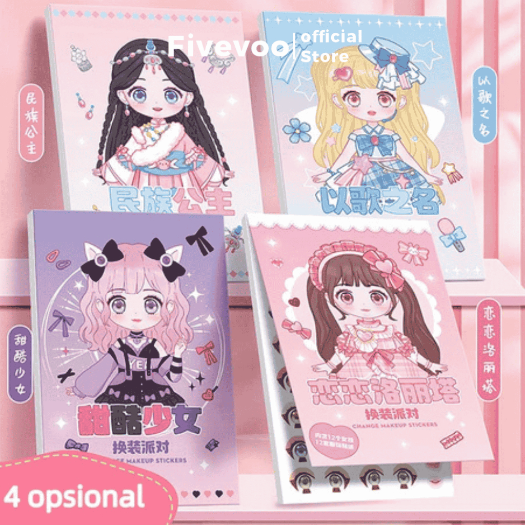 

FIVEVOO Buku Stiker Diy/ Stiker Dress Up Book/ Buku Sticker Diy / Jadul Lucu Sticker Dress Up Book