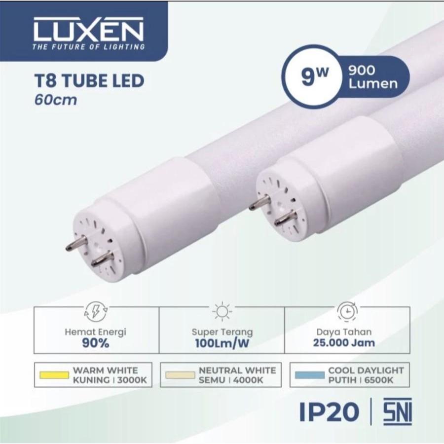 Luxen Tube Light T8 LED 9Watt 18Watt 30Watt 40Watt TLGLSCDL/WW LED Tube Glass Kaca