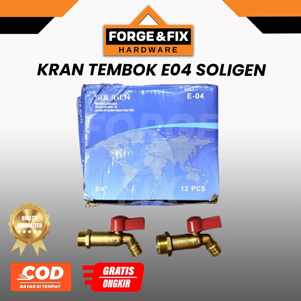 SOLIGEN Kran Air Keran Tembok Full Kuningan Tebal E04 1/2 3/4 INCH