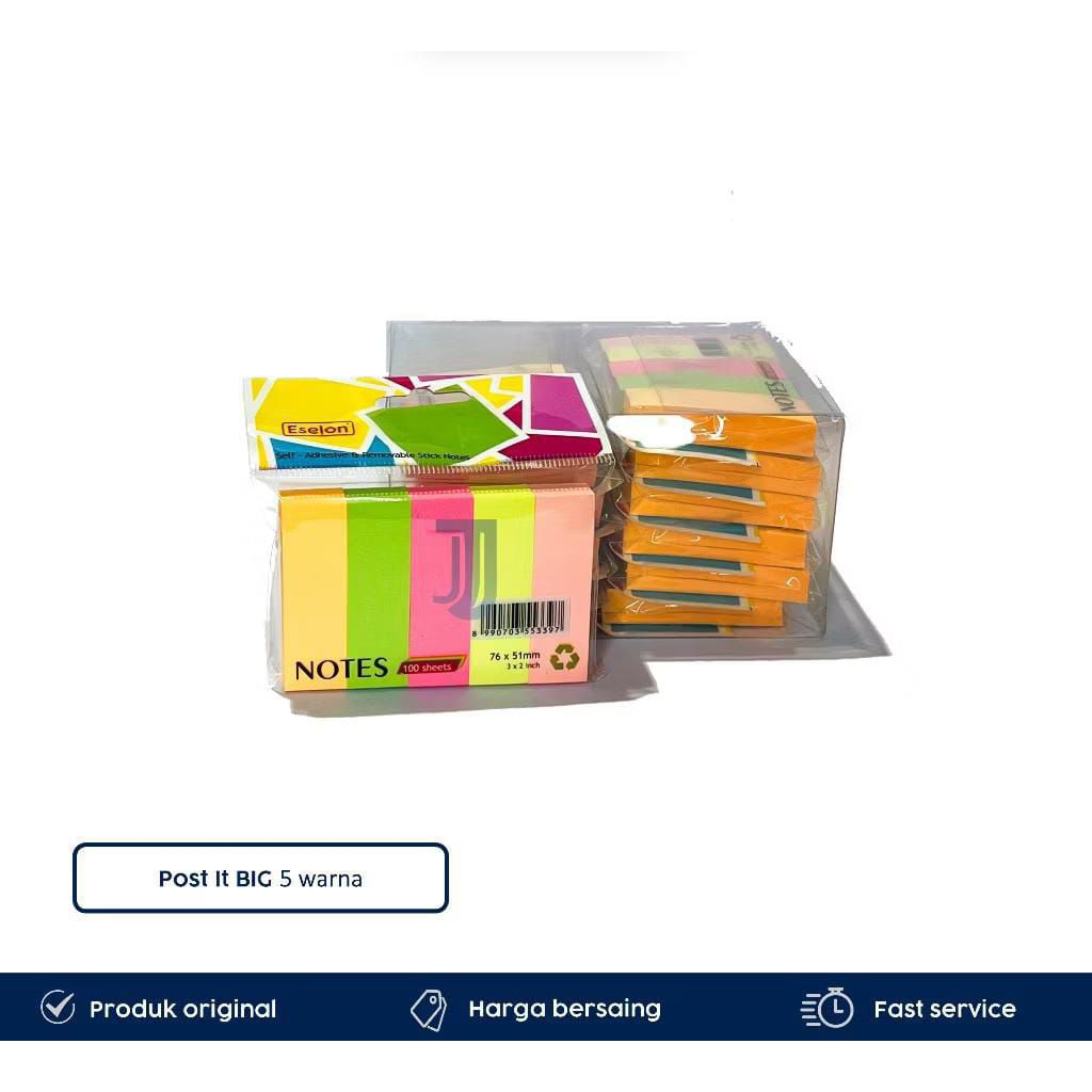 

(1 PCS) Sticky Notes Penanda Pembatas Index Kertas ESELON 76mm x 51mm - 5 Warna