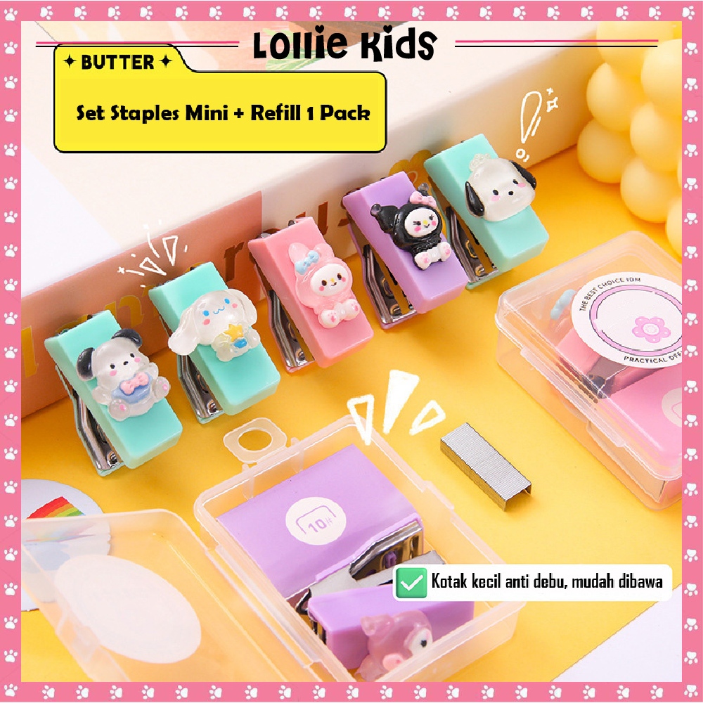 

STAPLER MINI PORTABLE + ISI MOTIF SANRIO / SET STAPLES KECIL LUCU MURAH