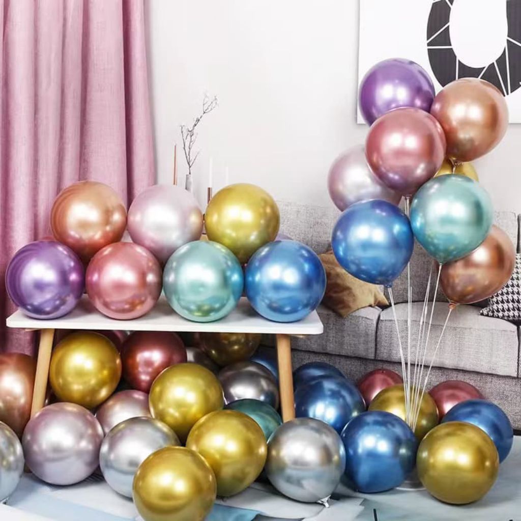 ( Beerrysaa ) BALON CHROME LATEX Warna PASTEL DOFF GOLD SILVER ROSEGOLD UNGU BIRU | Balon ulangtahun