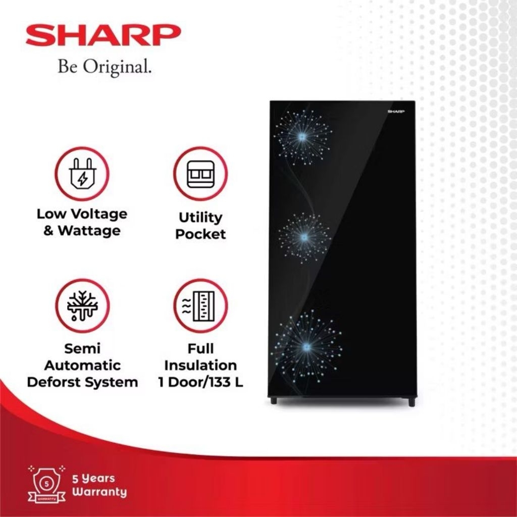 Sharp Refrigerator SJ-X166MG-GR/GB Kulkas 1 Pintu Shine Magneglas Series -Garansi Resmi