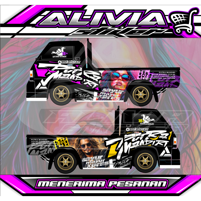 Stiker Decal Samping Mobil L300-Stiker Variasi Pick Up-Stiker Decal Pick Up-Stiker Bisa Custome