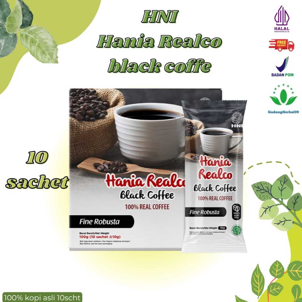 

HNI Hania Realco Black Coffee Fine Robusta 10 sachet Kopi Hitam Robusta