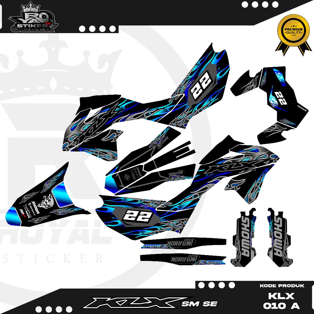 DECAL STIKER KLX SM SE -FULL BODY MOTOR KAWASAKI KLX BISA CUSTOM NAMA NOMOR - KLX 010
