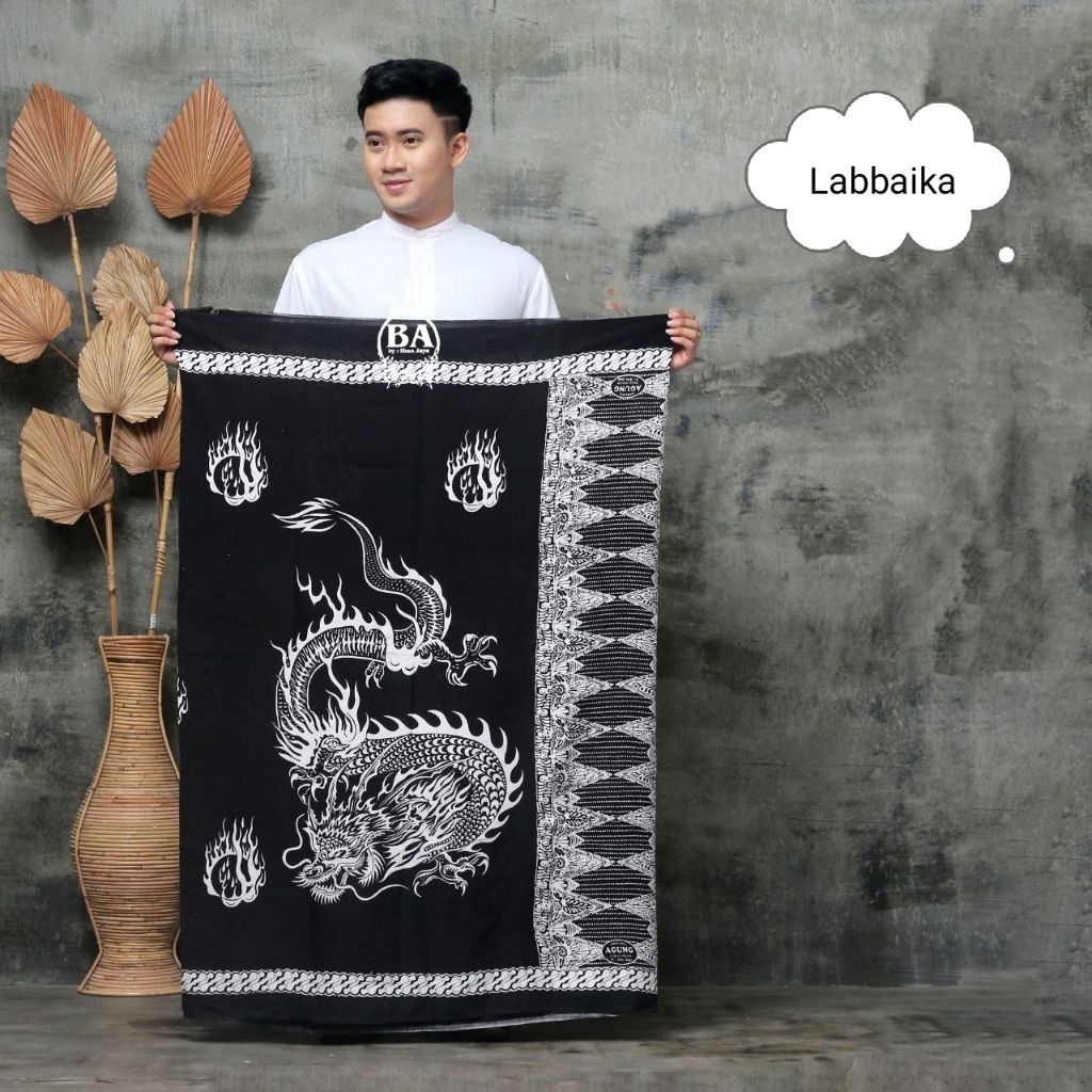 Sarung Anak Motive Naga / Sarung Murah / Sarung Anak Hitam Putih Polos Batik Lembut Nyaman