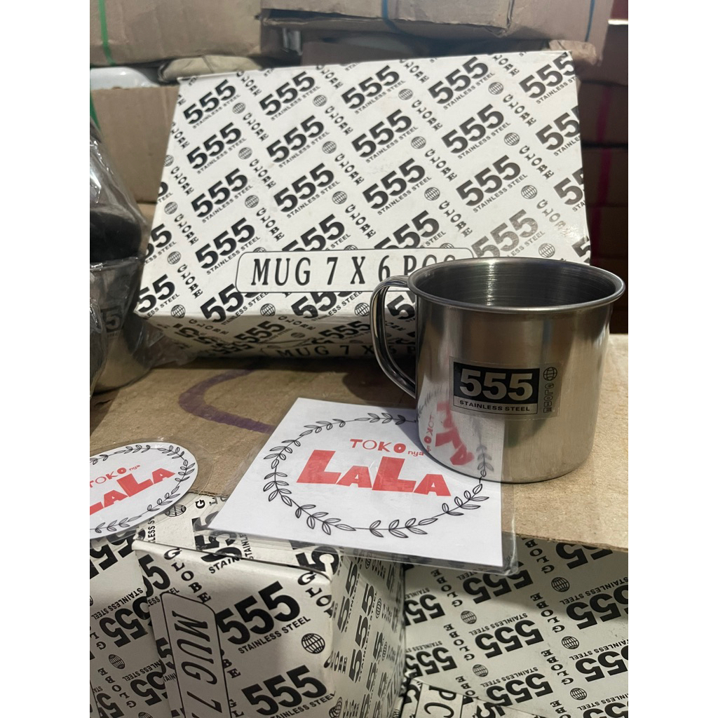 MUG 7 Stainles 555 Globe / Gelas Stenlis 7 cm / Mug kecil Sovenir / Cangkir Kopi Teh Susu Seng Gembr