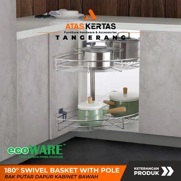 rak putar kitchen set 180 derajat - rak dapur sudut putar stainless - 180° swivel basket with pole -