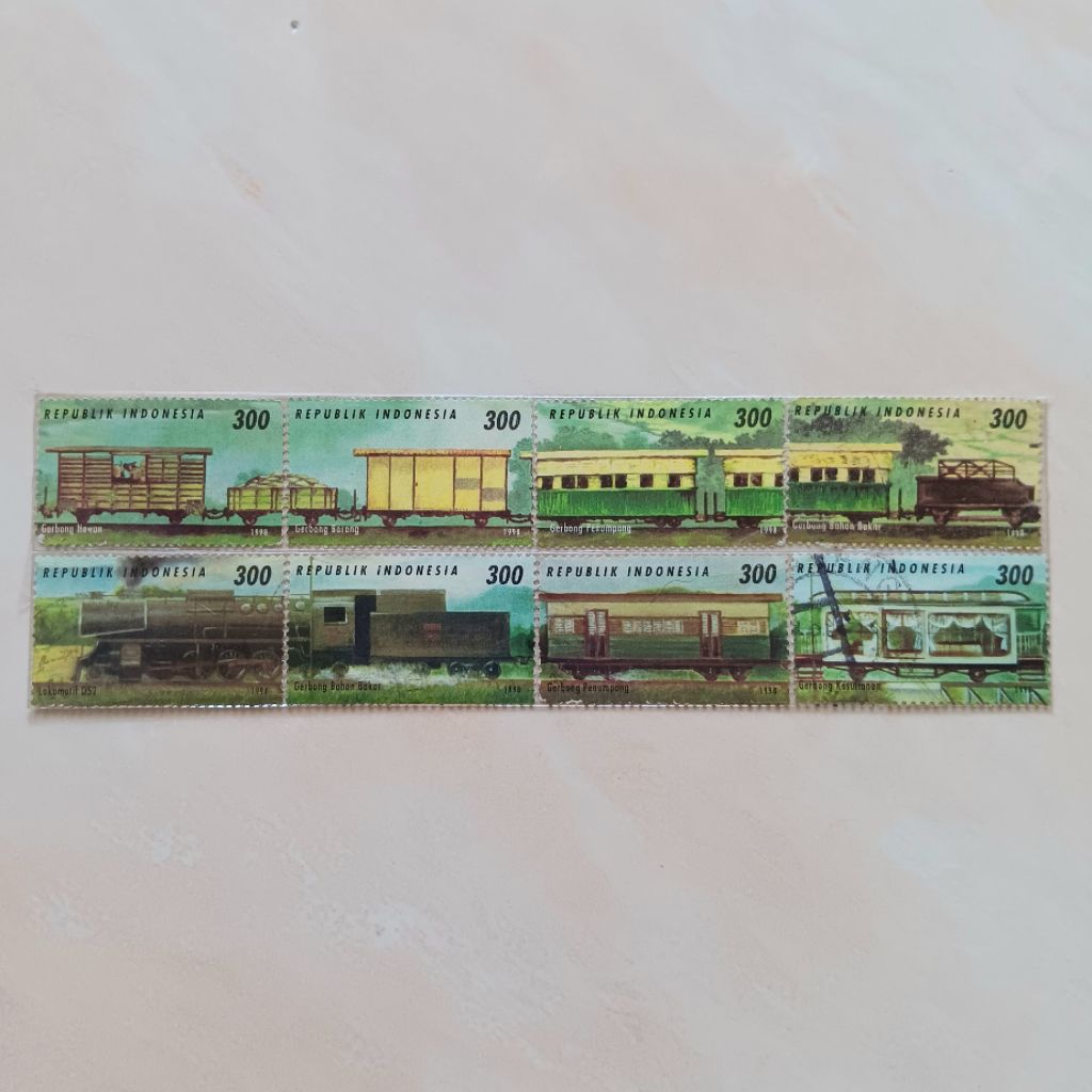 

(AB) Perangko Indonesia 1998 Kereta Api Set 8 pcs Used
