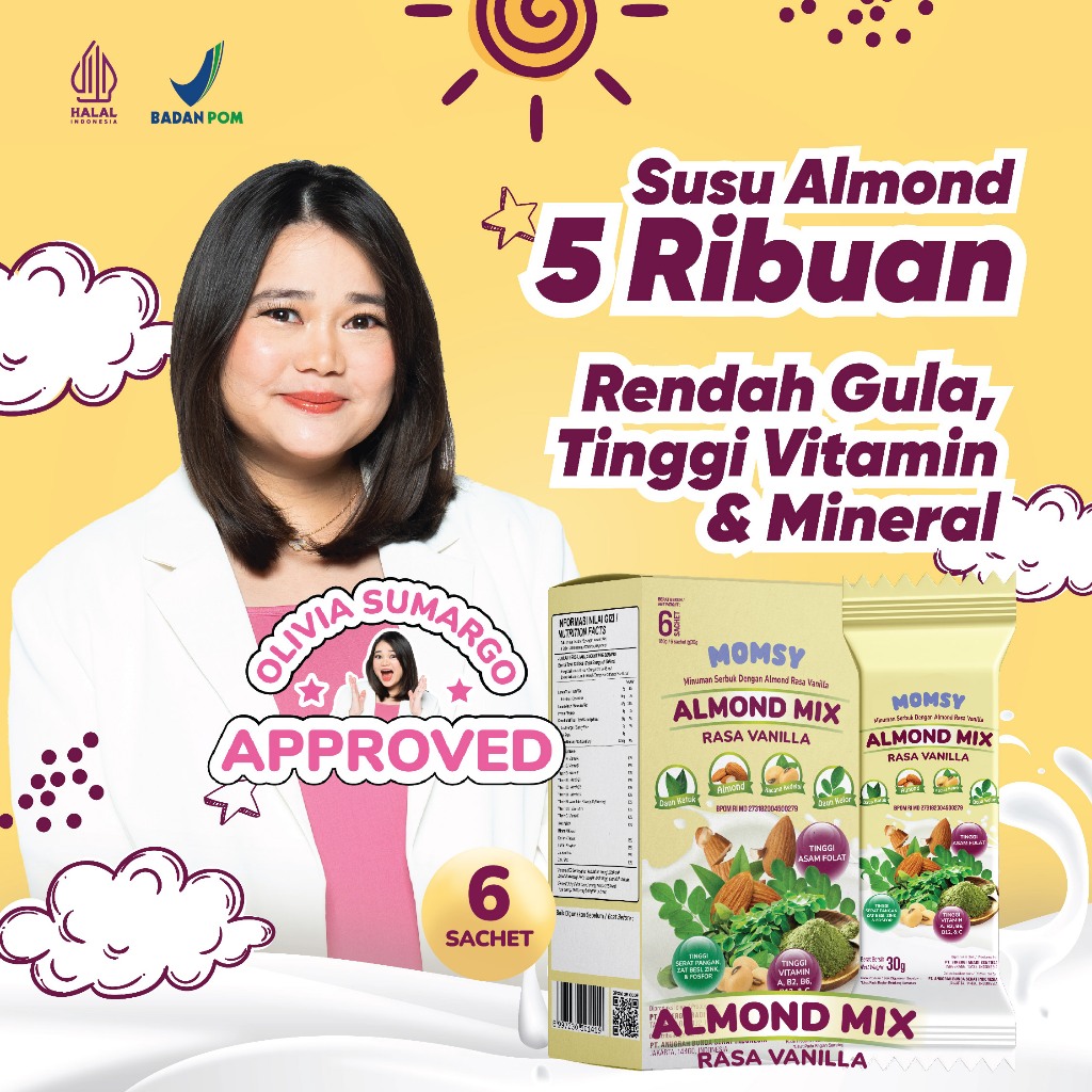 

Minuman Almond Rasa Vanila 6 Sachet BPOM HALAL Natural Almond Kedelai Katuk Kelor [IKN]