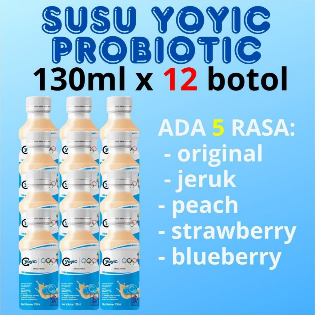 Yoyic | minuman susu Fermentasi | 5 rasa | 130ml x 12 botol