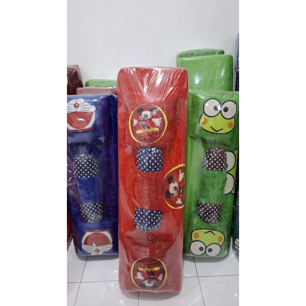 KASUR SURPET BULU KARAKTER / SURPET TEBAL SUDAH DENGAN BANTAL GULING / SURPET KARAKTER BULU RASFUR