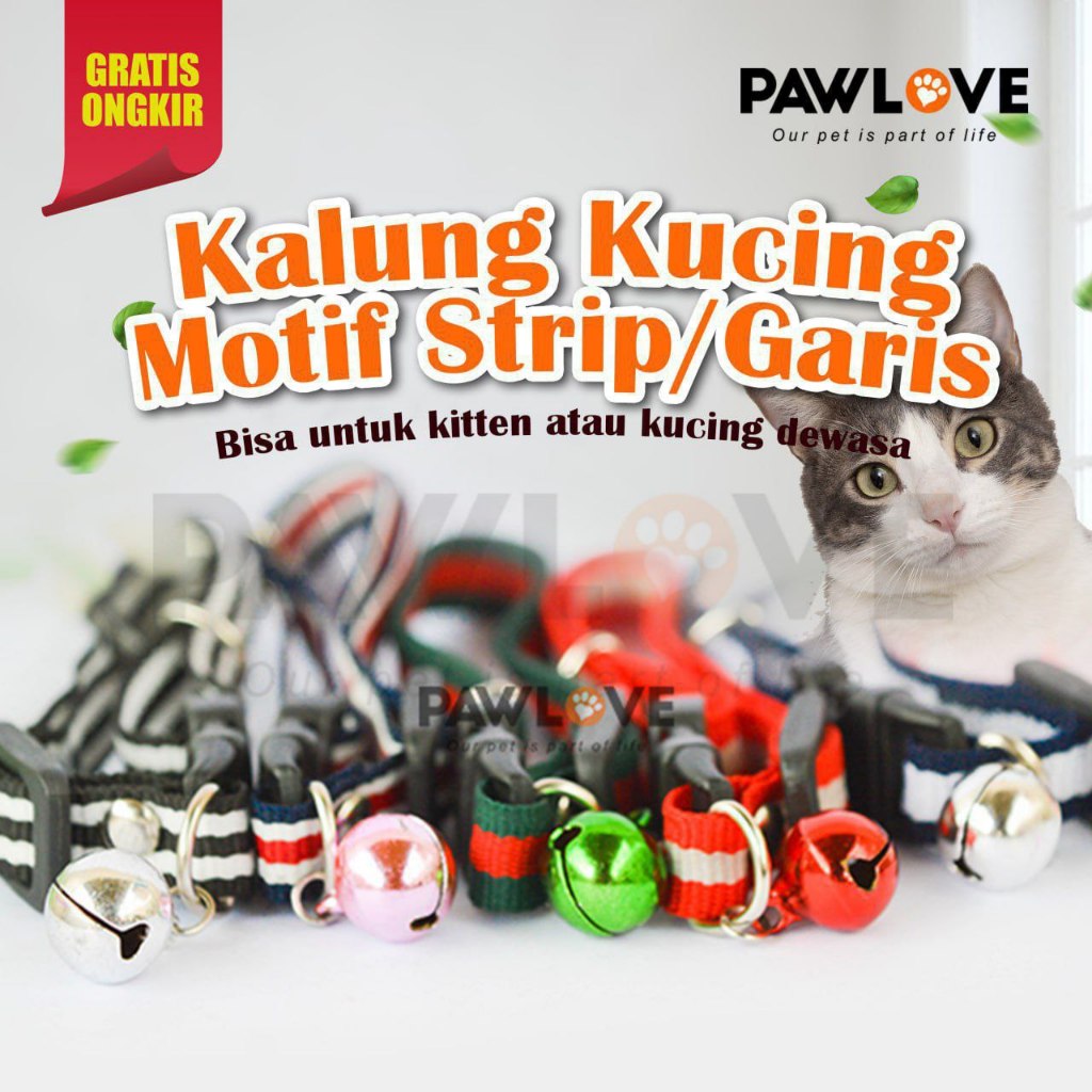 KALUNG KUCING MOTIF - kalung kucing lonceng, kalung kucing 2 lonceng, lonceng besar nyaring
