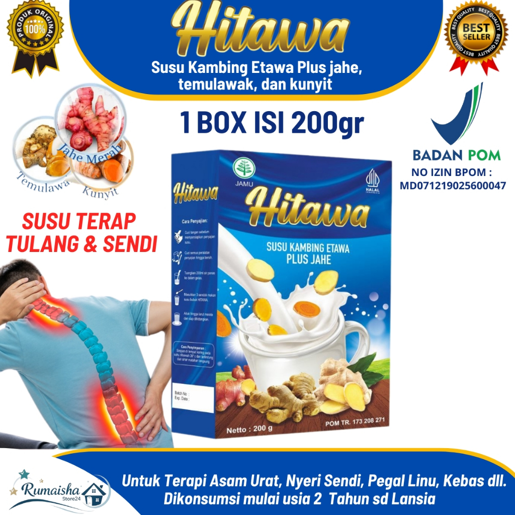 

Hitawa Susu Etawa 200g – Plus Rempah Jahe, Kunyit, Temulawak | Nyeri Sendi Pegal Linu, Asam Urat