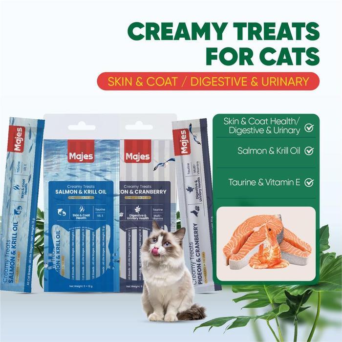 MAJES Creamy Treats 5x12gr – Cemilan Kucing Lezat & Bergizi