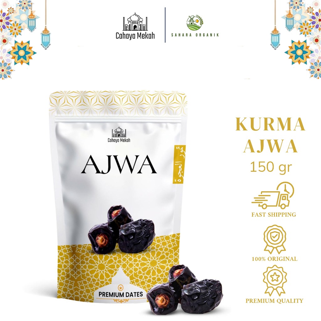 

Cahaya Mekah Kurma Ajwa 150 gram Pouch Asli Kurma Nabi Kualitas Pertama