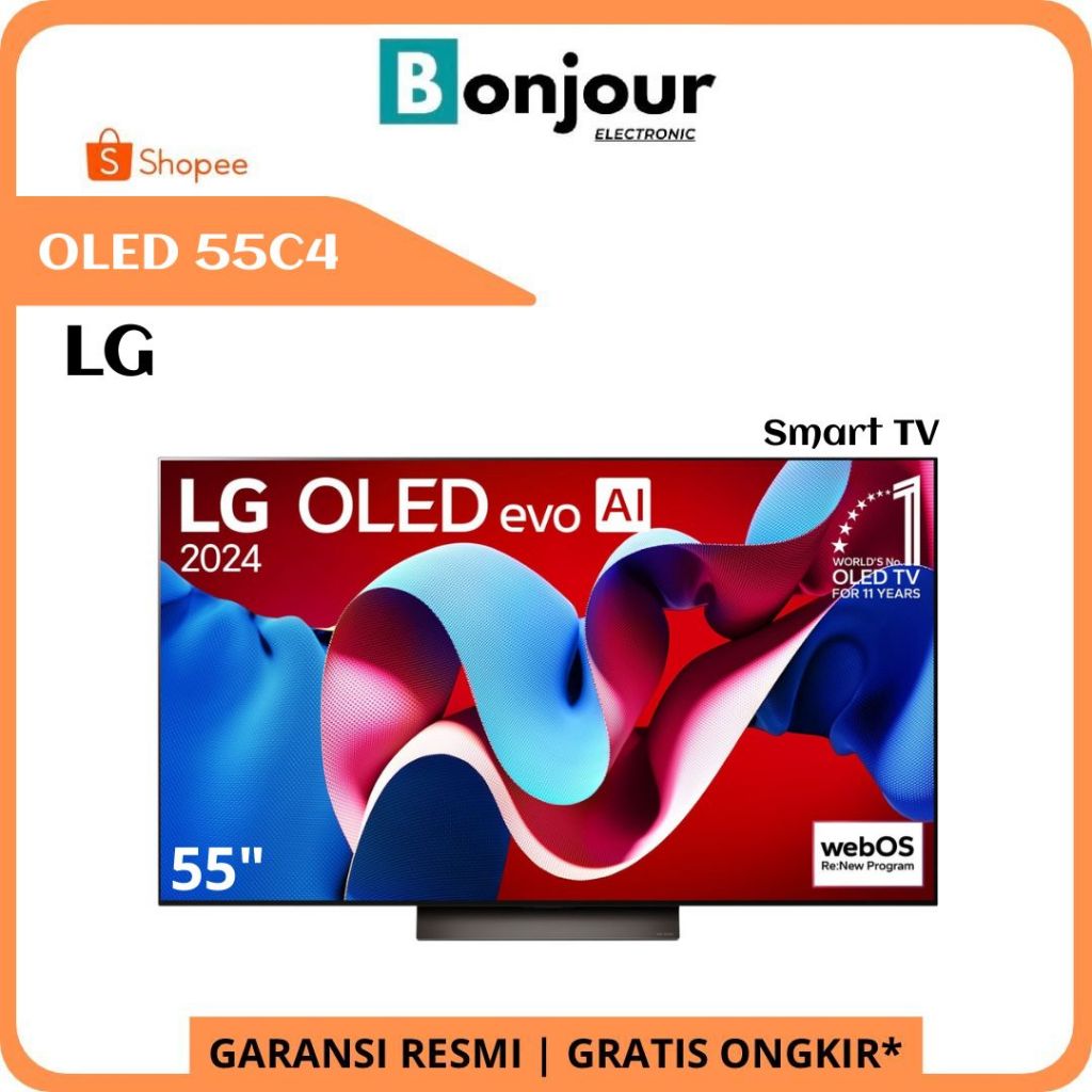 TV OLED LG 55 Inch OLED C4 LG 55C4 OLED 55C4PSA 4K Smart TV Pengganti 55C3 - 55C4