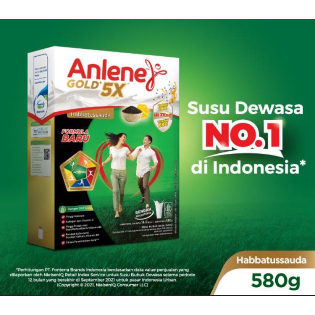 

Anlene Gold 5X Susu Bubuk Dewasa Habbatussauda 580g- Tulang & Sendi