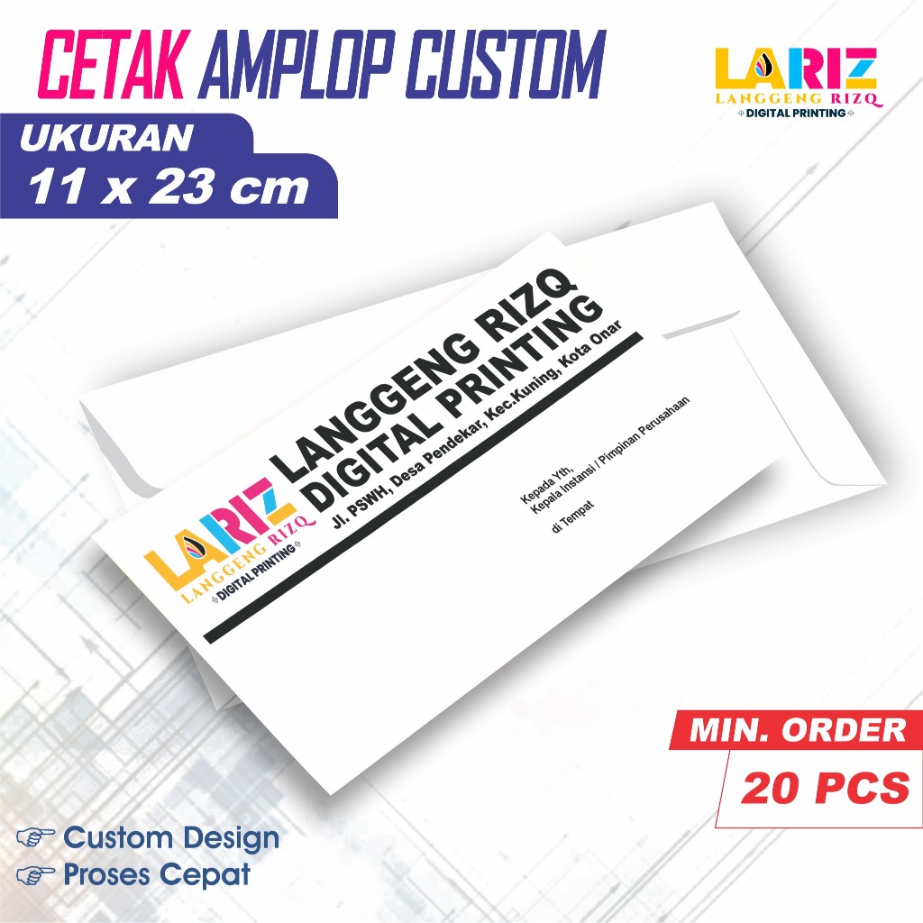 

CETAK AMPLOP KOP FULL COLOR UKURAN 11X23 CM MURAH