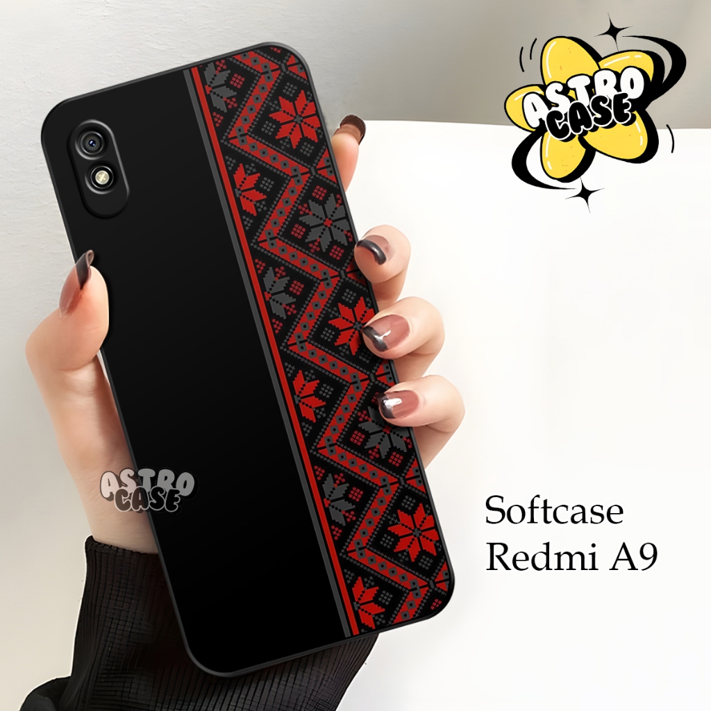 Astrocase- Case Redmi 9A New Full Cover Motif Batik - Cassing Redmi 9a Full karet Case Keren Redmi A