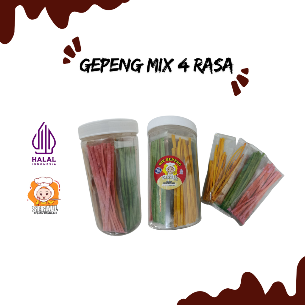

Serall Mie Gepeng 4 Rasa, Pedas, strawberry, balado ijo, dan jagung manis 20 pcs