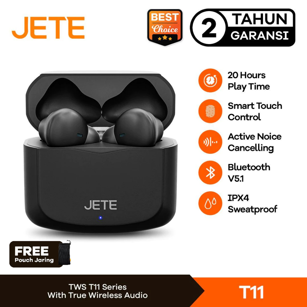 TWS Earbuds Earphone Bluetooth JETE T11 - Garansi 2 Tahun