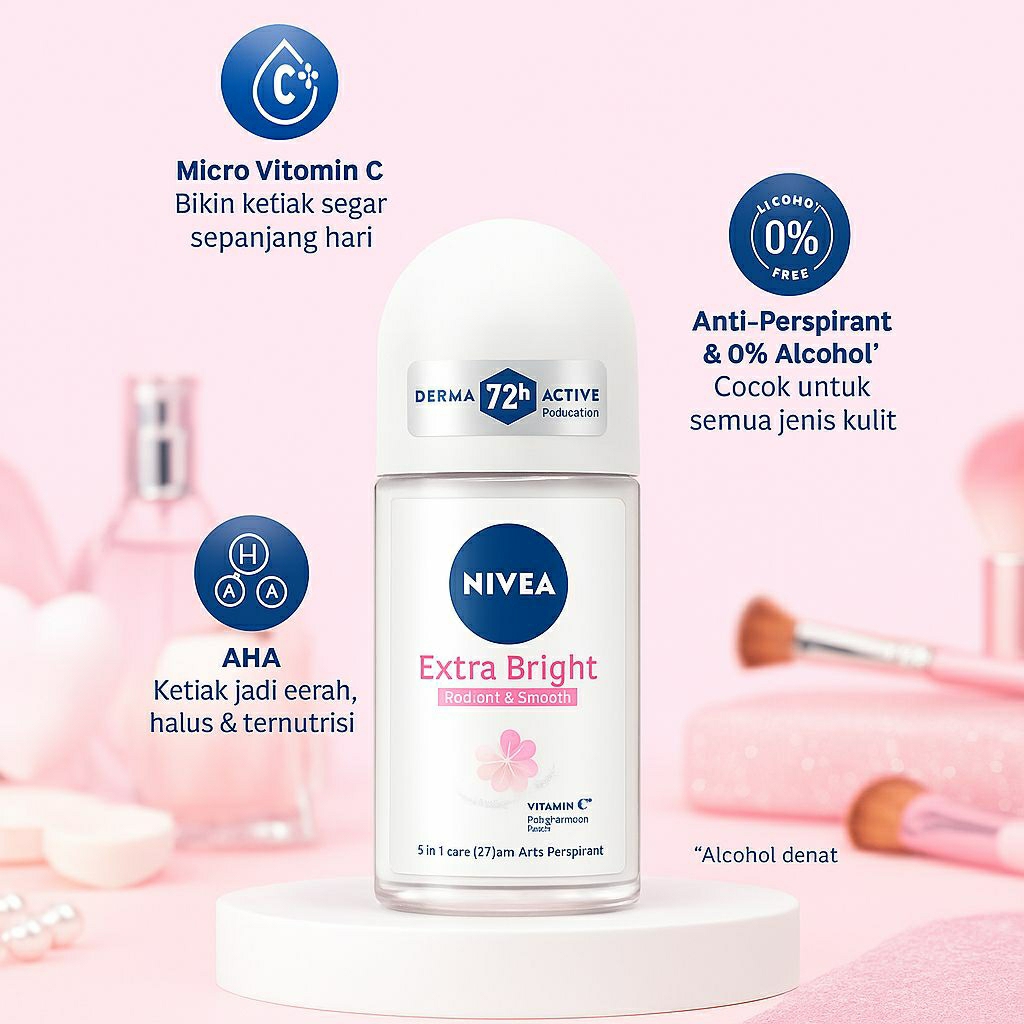 Nivea Women Deodorant 50ml EXTRA BRIGHT BRIGHTENING Radiant Smooth Deodoran Perempuan 50 ml 24h 24 h
