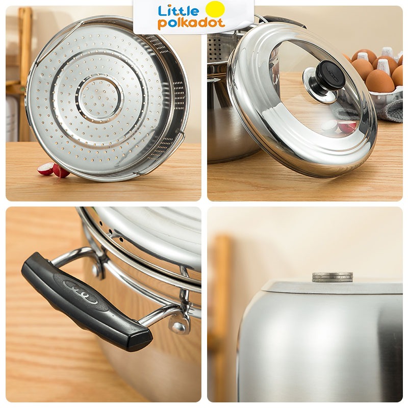 HANAFYU66 LITTLEPOLKADOTPANCI KUKUSAN TUTUP KACA UKURAN BESAR PANCI KUKUS 2 SUSUN PANCI KUKUS