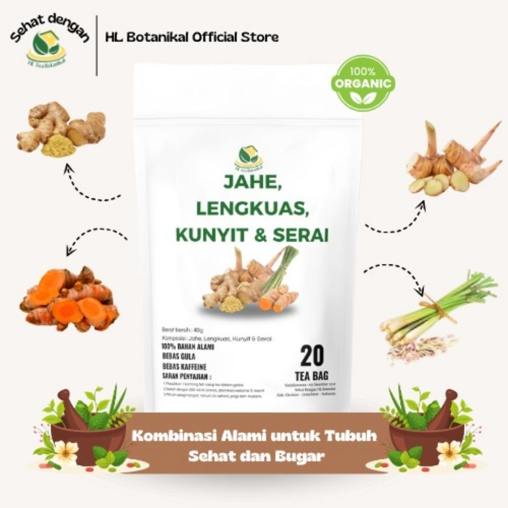 

SehatNaturalHerbs : Teh Jahe lengkuas kunyit serai Isi 20 Tea Bag