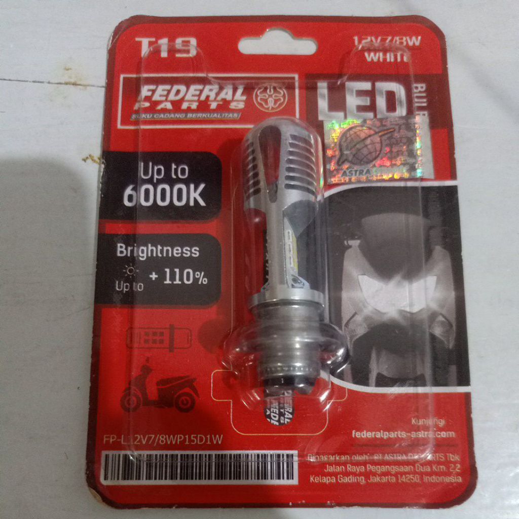 Lampu Utama LED T19 Federal 7/8 Watt Semua Motor Bebek Matic