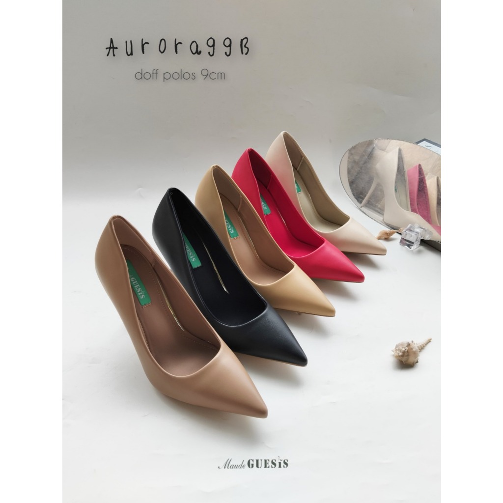 Maude Guesis Aurora99 ~ Pansus Import Wanita Dove Kulit Heels 9cm
