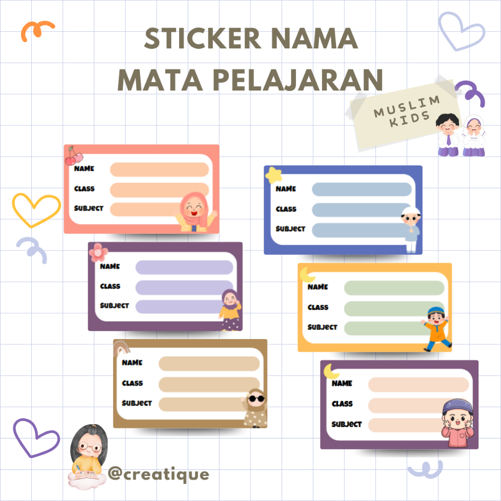 

[10Pcs] Stiker Label Buku Mata Pelajaran | Sticker Buku Nama Sekolah | Stiker Nama Buku Tempelan Anak Kawai Lucu