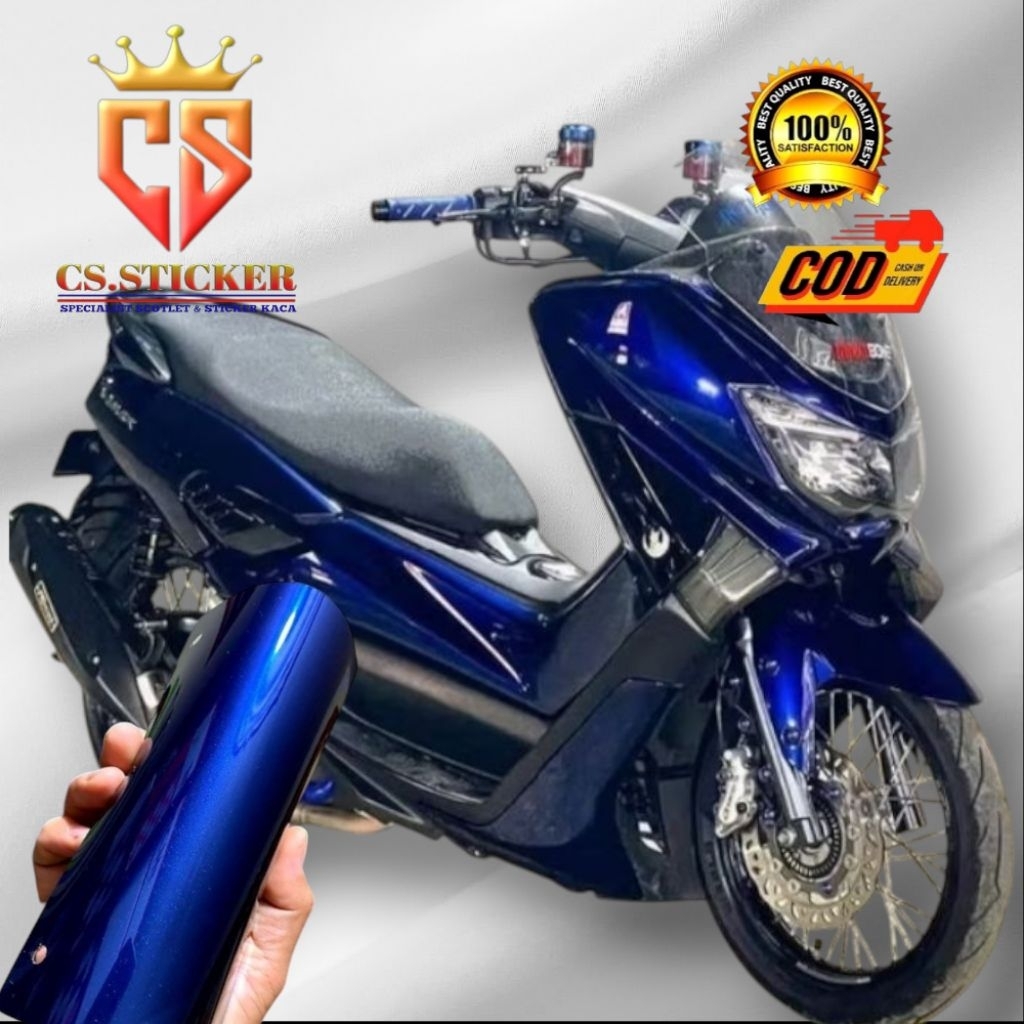 Skotlet Warna Moonlight Blue Stiker Hitam Lembayung Biru Metalik Super Glossy