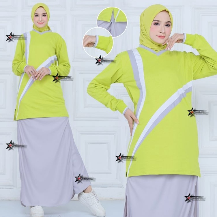 KODE S62Y Rok Celana one set olahraga  Setelan Baju olahraga tunik muslimah  setelan baju olahraga c