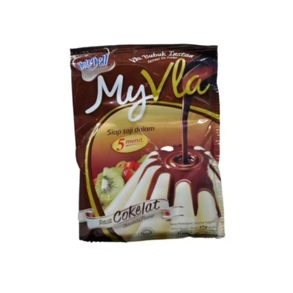 

My Vla rasa coklat 63 gram. My Vla Nutrijel. My Vla bubuk instan powder rasa coklat
