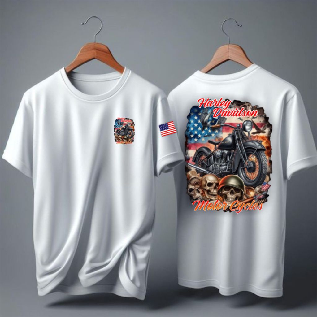 Original Kaos Desain Harley Davidson Kaos Pria Keren Tshirt Baju Cowok Kaos Oblong Dewasa