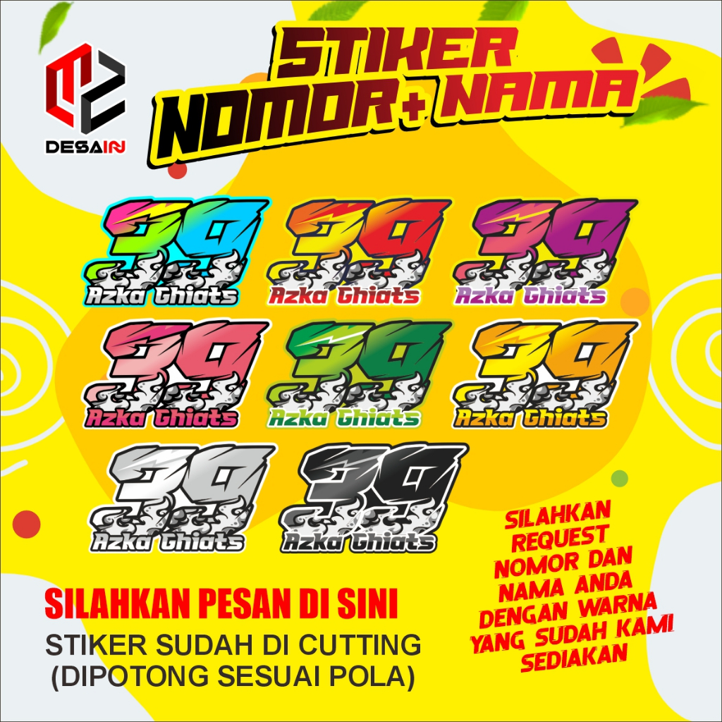 

STIKER NOMOR DENGAN NAMA MODEL RACING PRINT DAN CUTTING 9X5 CM