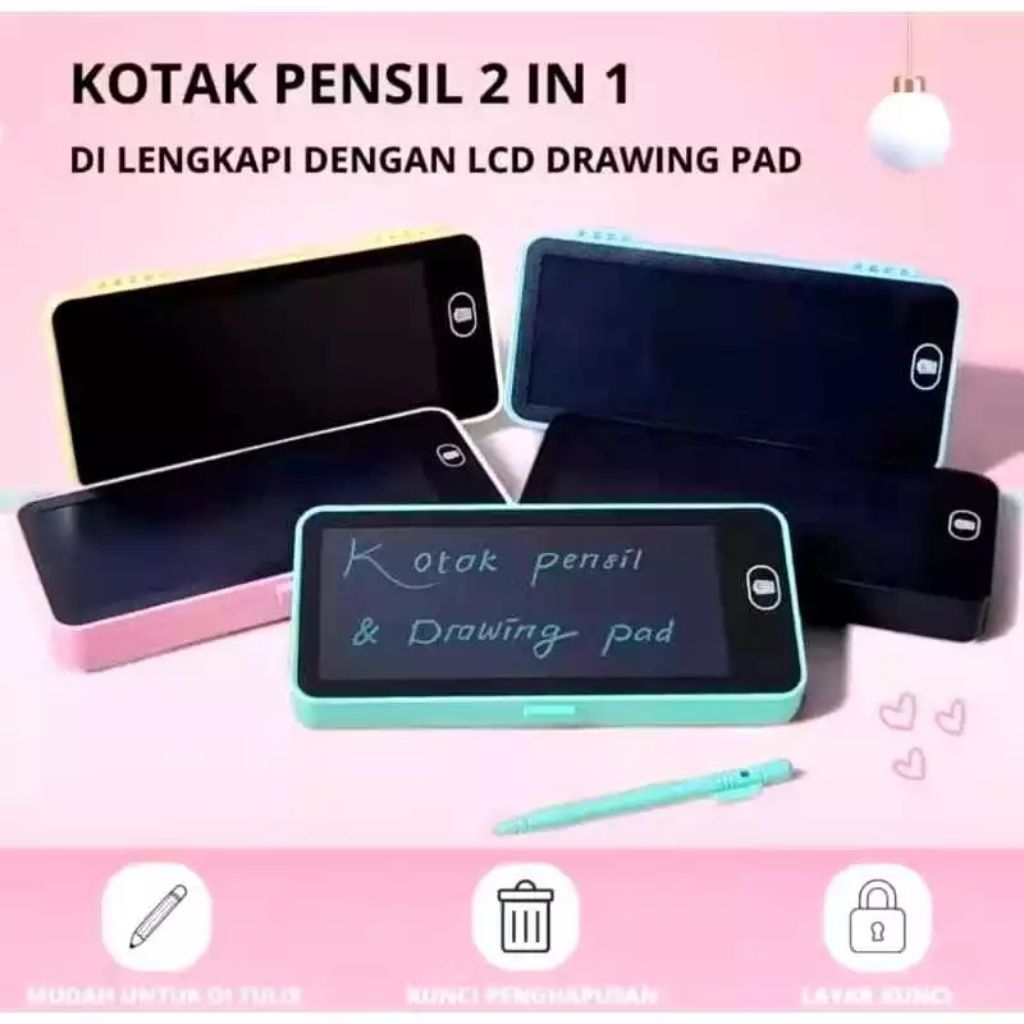 

ALGAN25 TEMPAT PENSIL PAPAN TULIS 2IN1 KOTAK PENSIL LCD DRAWING BOX ALAT TULIS SEKOLAH ANAK VIRAL