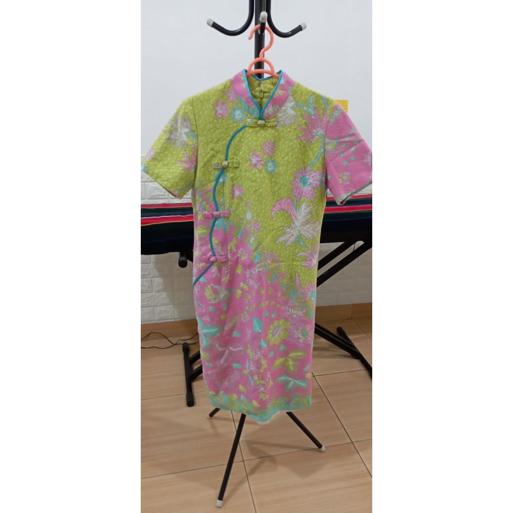 Dress batik tosca pink hijau