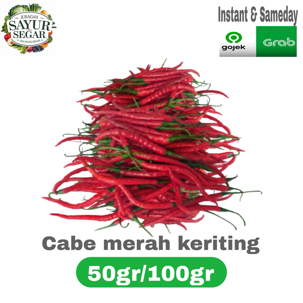 

Cabai/cabe MERAH KERITING 50gr/100gr murah instant