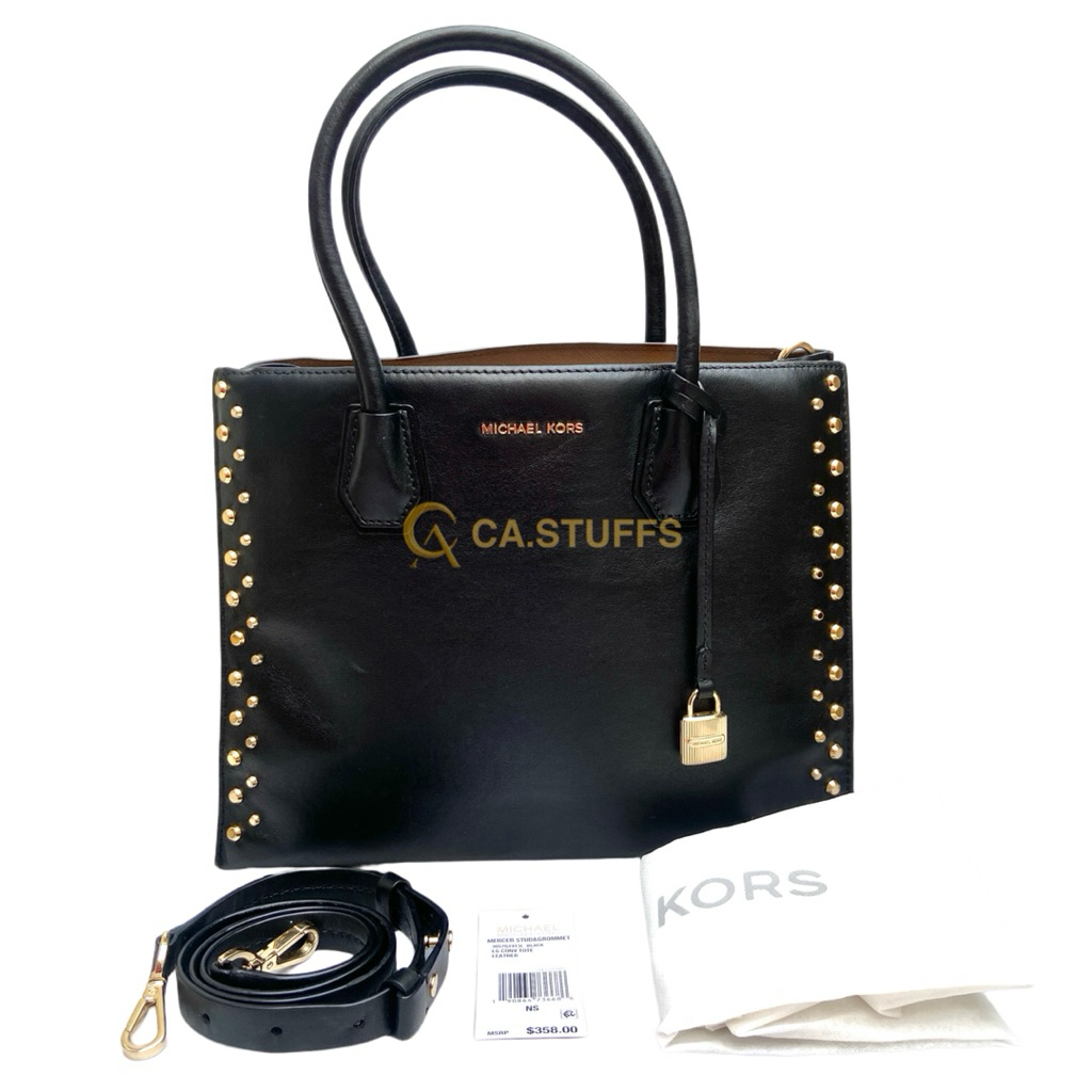 Preloved Michael Kors MK Mercer Stud & Grommet Leather Tote & Sling Bag