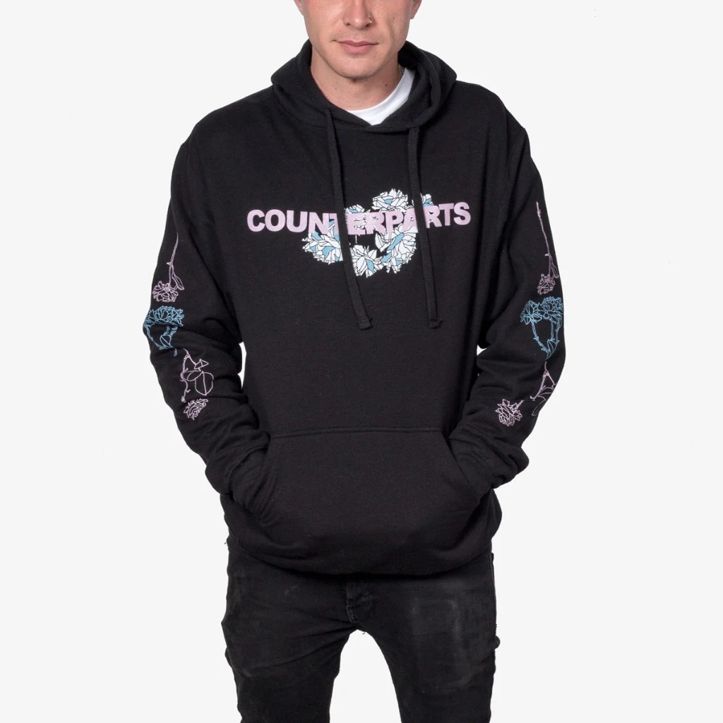 Counterparts Flowers Pullover Hoodie Black