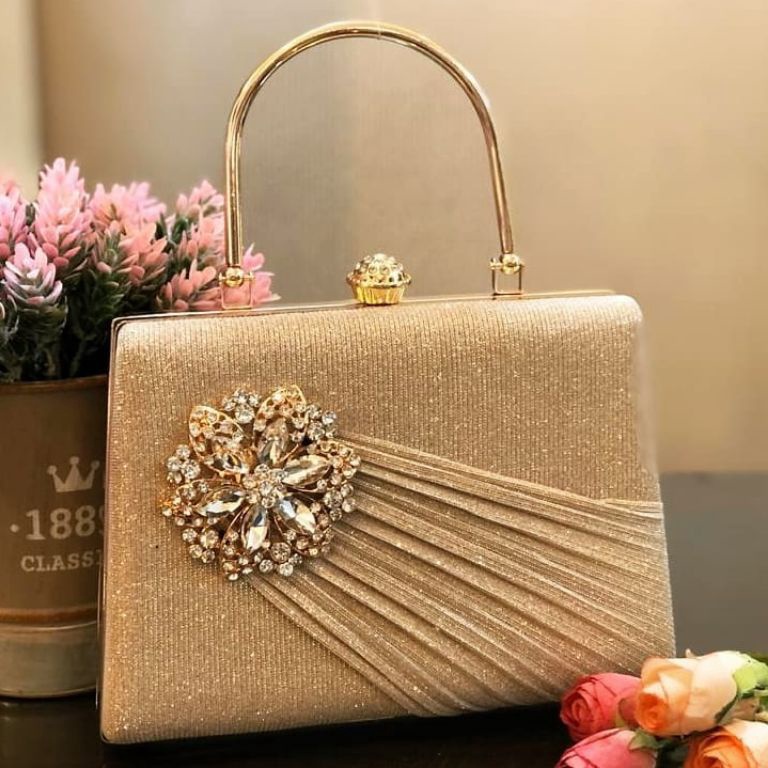 KODE O13D Tas Pesta ROSALIE Embellished Crystal Box Clutch