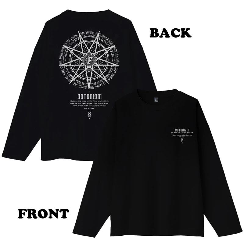 Kaos lengan panjang pria gaya Korea warna hitam | Kaos longgar leher bulat untuk pria dan wanita | K