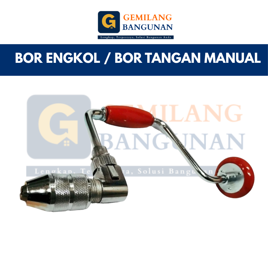 Bor Engkol / Bor Tangan Manual Kayu Model Engkol Dada Bit Brace Gagang Besi / Alat Bor Tangan Manual