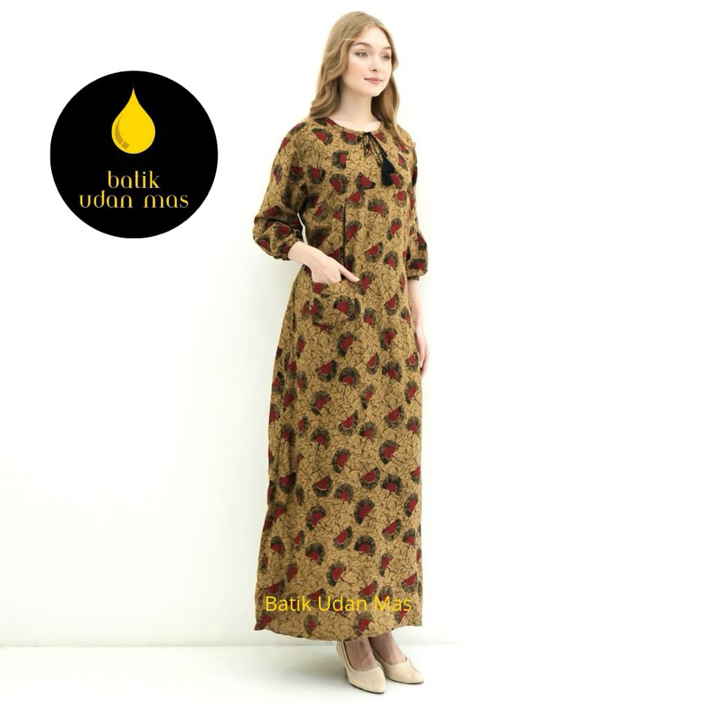 Batik udan mas-Dress Jasmine Bahan Rayon premium/Gamis Jasmine kekinian/Dress Jumbo Oversize Midi-NA
