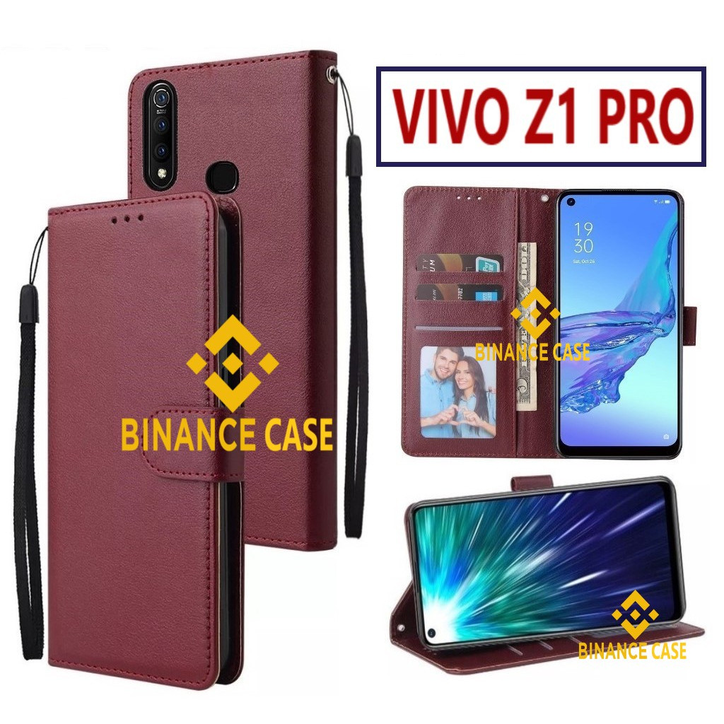 LEATHER FLIP CASE VIVO Z1 PRO CASE KULIT FLIP WALLET LEATHER KULIT PREMIUM SARUNG BUKA TUTUP KESING 