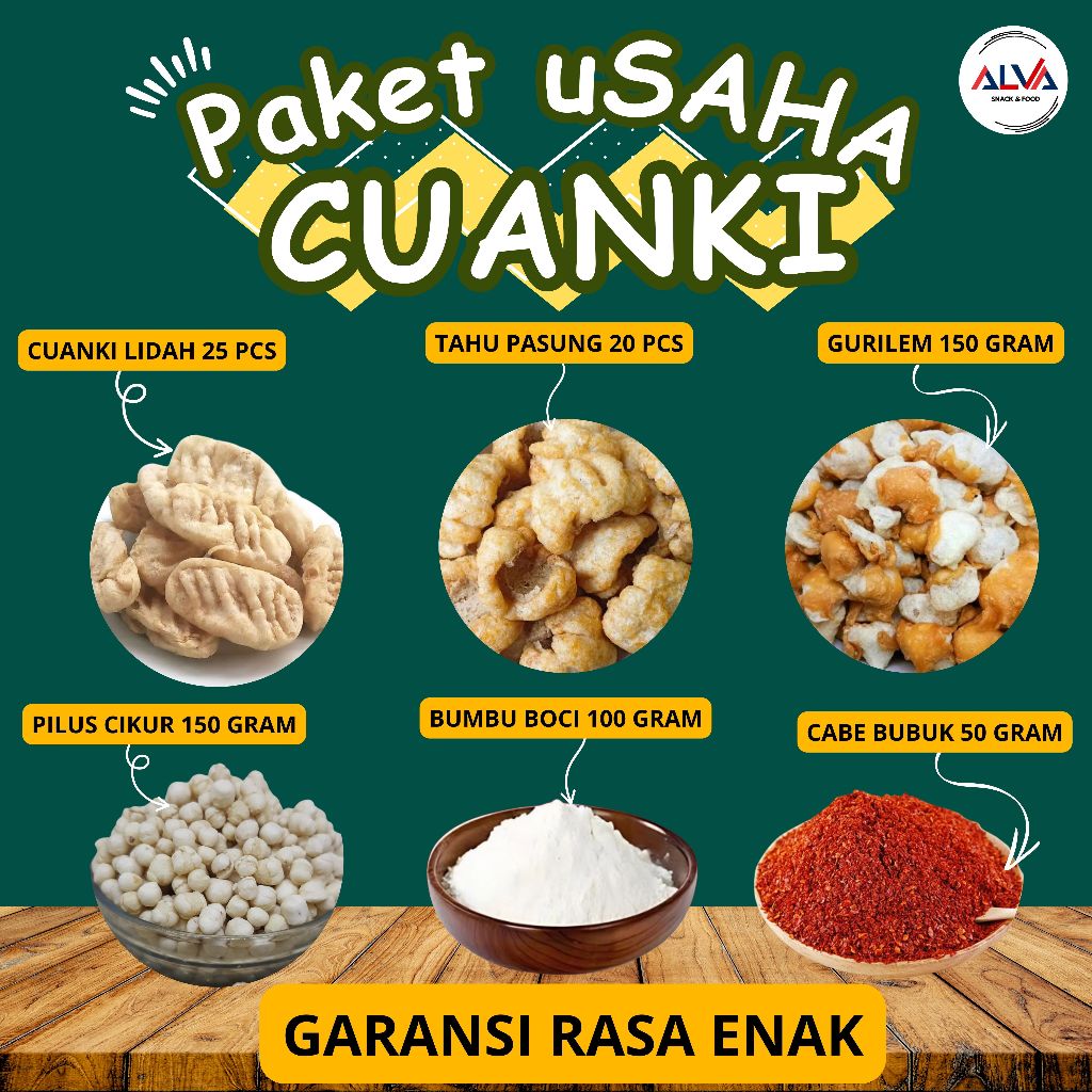 

PAKET USAHA CUANKI INSTAN KOMPLIT GARANSI RASA ENAK / CUANKI LIDAH TAHU PASUNG GURILEM PILUS CIKUR BUMBU BOCI CABE BUBUK