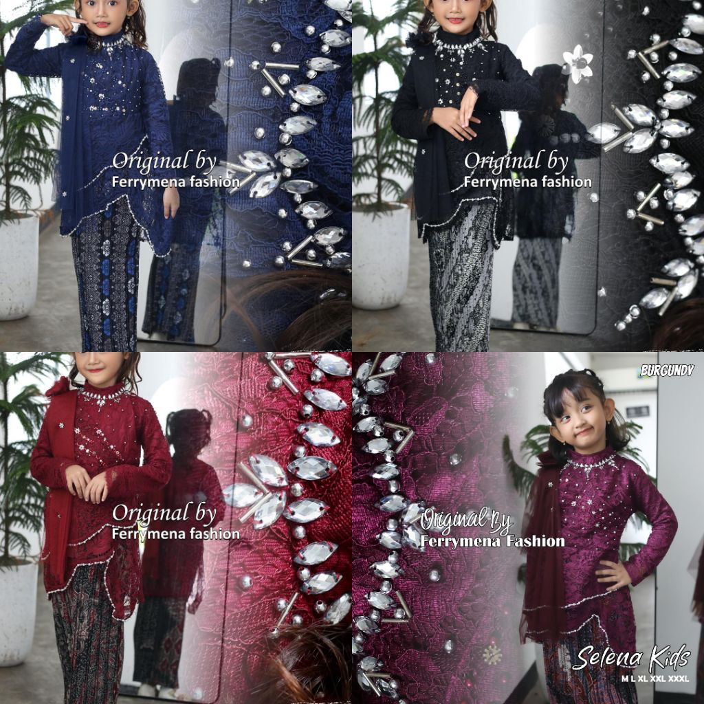 Setela Kebaya Kartini  Anak Selena  brukat Payet Modern / Kebaya Anak Usia 4-12 Tahun / Kebaya Wisud